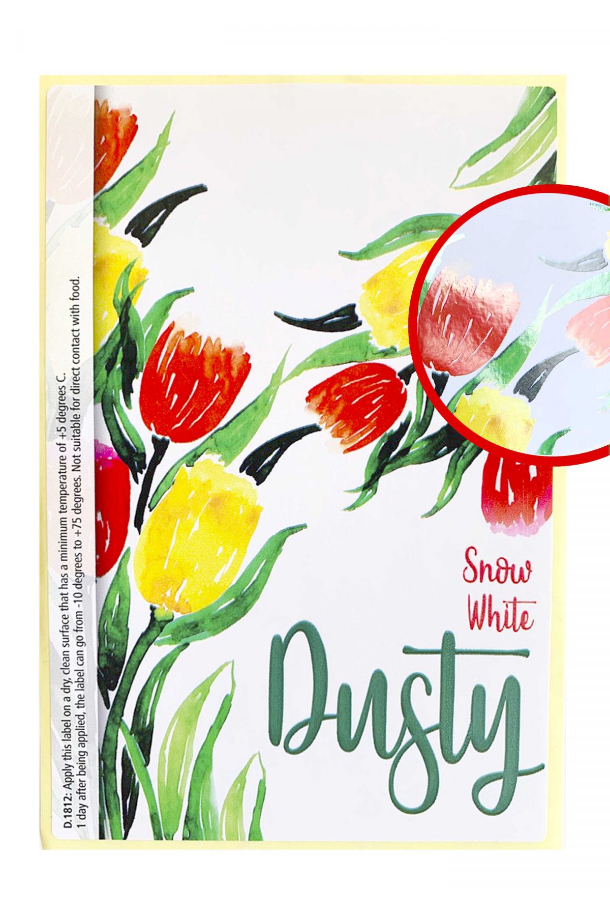 Label Dusty snow white
